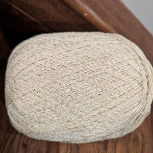 Cream crochet Thread Spool with Silver Accents Approx 1500 Meters